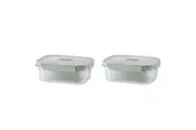 2x 3pc LocknLock Nestopia 500ml 2.7L Rectangular Food Container Set Clear Green