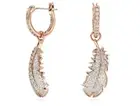 Swarovski - Idyllia drop earrings - Feather, White, Rose gold-tone plated