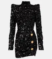 [Balmain] Balmain Sequined minidress UK 10 black