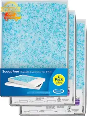 ScoopFree Replacement Crystal Cat Litter Trays Blue Disposable Refill 3-Pack