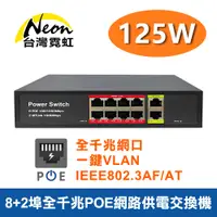 在飛比找PChome24h購物優惠-8+2埠全Giga 125W大功率POE網路供電交換機