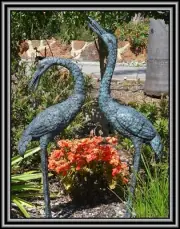 water features outdoor garden bronze pair of cranes 48 X 23 X 96 in verdigris