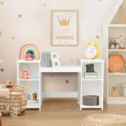 Costway 2 In 1 Princess Makeup Table with Tri-Folding Mirror and 4 Storage Sh...