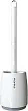 Toilet Brush and Holder Set,Cleaning Brushes Set for Bathroom,Toilet Cleaning Scrubber Cleaner Brush with Solid Handle and Durable Bristles,Leak Proof Slots Base,Wall Mounted and Standing (White)