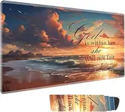MTG Gaming Mat, 24 x 14 Inch for TCG and Mouse Pad, Table Mat Edge Stitched Non-Slip Base, Twilight Beach Bible