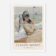 Galrie Claude Monet's Trouville Art Print Classic Impressionist Beach Scene Home Decor, White Frame, 70 x 100cm (28 x 40inch)