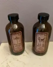 Two New Brown Bottle Apothecary Bottles Dragonfly wings Air of wild dog