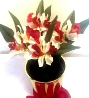 Flower Pen Bouquet - 4 flower pens - Mini plum cymbidium Orchids, flowerpen
