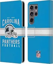 Head Case Designs Officially Licensed NFL Helmet Typography Carolina Panthers Graphics Leather Book Wallet Case Cover Compatible with Samsung Galaxy S24 Ultra 5G