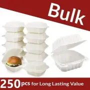 250 PACK Plastic Clamshell Food To Go Box Containers Carryout For Sandwich Salad