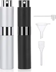 Segbeauty Travel Perfume Atomiser, 2Pcs 10ml Refillable Perfume Bottle, Portable Pocket Perfume Dispenser, Perfume Atomizer for Traveling And Outgoing (Black, Silvery)