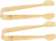 Zerodeko 2pcs Stainless Steel Small Tongs with Elegant Pattern Luxurious Finish for Serving Appetizers Sugar Cubes and Desserts at Tea