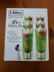 Libbey Just Desserts 16 Pc Mini Parfait Dessert Dishes & Dessert Spoon Set NIB