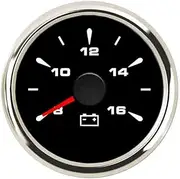 Waterproof Car Boat Volt Gauge 52mm Volt Meter Instrument 316L Bezel Marine Voltage Meter Fit 9~32V with 7 Colors Backlight Voltmeter(Black Silver Gauge)