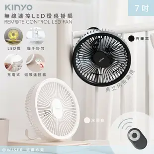 【KINYO】美型風扇限時特價↘ 充插兩用7吋USB風扇壁DC扇掛扇循環扇(UF-7065)遙控/LED/易拆洗-2色任選