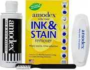 Amodex Ink & Stain Remover Kit, Spot Remover For Clothes, Brush for Ink & Stain Remover, Permanent Marker Remover, Ink Remover For Clothes, Stain Remover Kit includes: 1 Bottle, 2 Brushes, 1 Brochure
