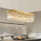 Siljoy 6-Light Modern Crystal Chandelier Rectangular Gold K9 Crystal Raindrop...
