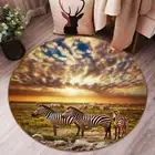 3D Sunset Zebra Herd O1505 Animal Non Slip Rug Mat Elegant Photo Carpet Fay