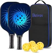 Beives Pickleball Paddles Graphite Pickleball Set Honeycomb Pickleball Rackets Equipment with 2 Pickleball Racquets, 4 Balls and a Portable Carry Bag