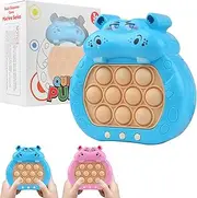 [RLINGX] Interactive Push Bubble Game - Make It Light up Toy for Stress Relief and Fun for Boys & Girls Ages 3-12 - Ideal Toy for Home, Beach, Park, Birthday (Blue hippo)
