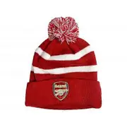 Arsenal FC Striped Knitted Bobble Beanie Red/White One Size