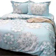 Blue Floral Bed Quilt Cover Set 3 Piece