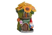 1PK Garden Gnome Sunflower Solar Garden Statue Ornament Decor 16x17x21cm