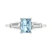 2.0 ct Emerald Cut Gemstone Three-Stone Ring White Gold, Anniversary Gift