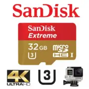 Sandisk Extreme 32GB MicroSD SDHC Memory Card Dash Action Cam U3 4K GoPro 100MBs