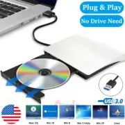Slim USB3.0 External Drive CD DVD Reader Burner Disc Player For Laptop PC Mac HP