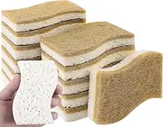 ENHYIVE 12 Pack Natural Sponges,Eco Friendly Kitchen Sponge,Natural Dish Sponges for Washing Dishes,Biodegradable Compostable Cellulose and Coconut Scrubber Sponge for Kitchen,Non-Scratch,Odor Free
