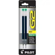 PILOT G2 Gel Ink Refills For Rolling Ball Pens, Bold Point, Green Ink, 2-Pack