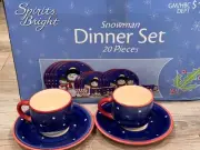 2 CUP AND SAUCER Spirits Bright - EHI - SNOWMEN Christmas Snowman