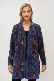 Wave - Bright Ladies Swing Coat Merino Wool 3D Geccu Knitwear