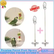 Stainless Steel Bird Parrot Cage Skewer Food Meat Stick Spear Fruit Toy Holder