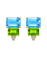Kai Fine Jewelry 14K 8.83 ct. tw. Diamond & Topaz; Peridot Stud Earrings