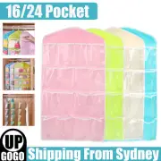 16/24 Pocket Holder Bag Organiser Over Door Hanging Shelf Rack Storage Hook AU