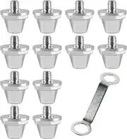 [Bbtcxjs] Pack of 12 Football Boots Studs, Metal Replacement Studs, Football Cleats, Silver, Large