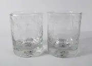 Handblown Clear Crackle Glass Pier 1 Rocks Glasses Set of Two 10 oz. NEW
