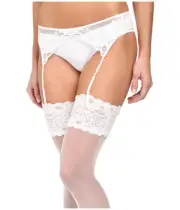 NATORI 757023 FEATHERS SEXY Garter Belt ~ WHITE ~ MEDIUM ~ NWT $36