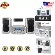 Bluetooth CD Shelf System with AUX and FM Radio - Quality Sound in Silver