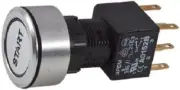Apem ILLUMINATED PUSH BUTTON SWITCH 6A Momentary DPDT, 24V LED Start GREEN