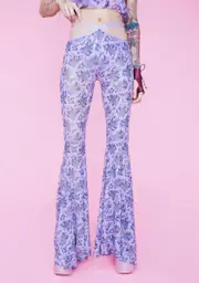 [Sugar Thrillz] Are We Human Dragon Print Bell Bottoms
