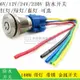 16MM 防水金屬按鈕開關 自鎖式 帶LED燈 6V12V24V220V 帶鎖帶燈線