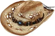 Kisangel Western Style Straw Hat Wide Brim Sun Hat for Men Women Summer Outdoor