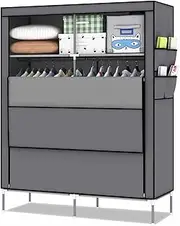 Temporary Wardrobe,Stable Fabric Cabinet Clothes Closet Foldable Cabinet Storage Organizer for Clothes,Bags,Toys,Shoes,Living Room(Size:167 * 108 * 44CM,Color:D) (B 167 * 108 * 44CM)
