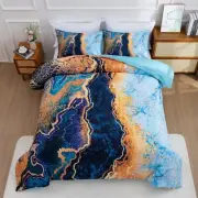 A Nice Night Marble Like Burning Mountain Queen(88-by-88-inches), Blue