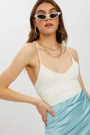 White Lace Up Back Cami - Size M/L, Women's Trial Jersey
