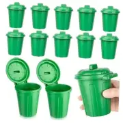 4.33Inch Green Mini Trash CanPCS Desktop Miniature Garbage Bin with Lids, 12