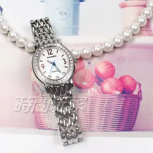 TIVOLINA 優雅來自於精緻 橢圓形 鑽錶 防水手錶 藍寶石水晶鏡面 女錶 玫瑰金x白色 LAW3713DS